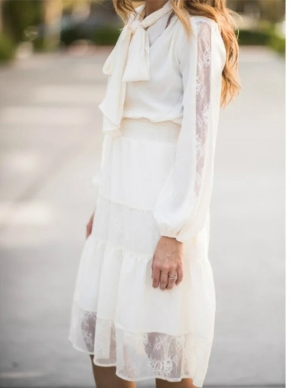Eva Mendes for NY&C Tatum Dress in cream lace M - Picture 2 of 14